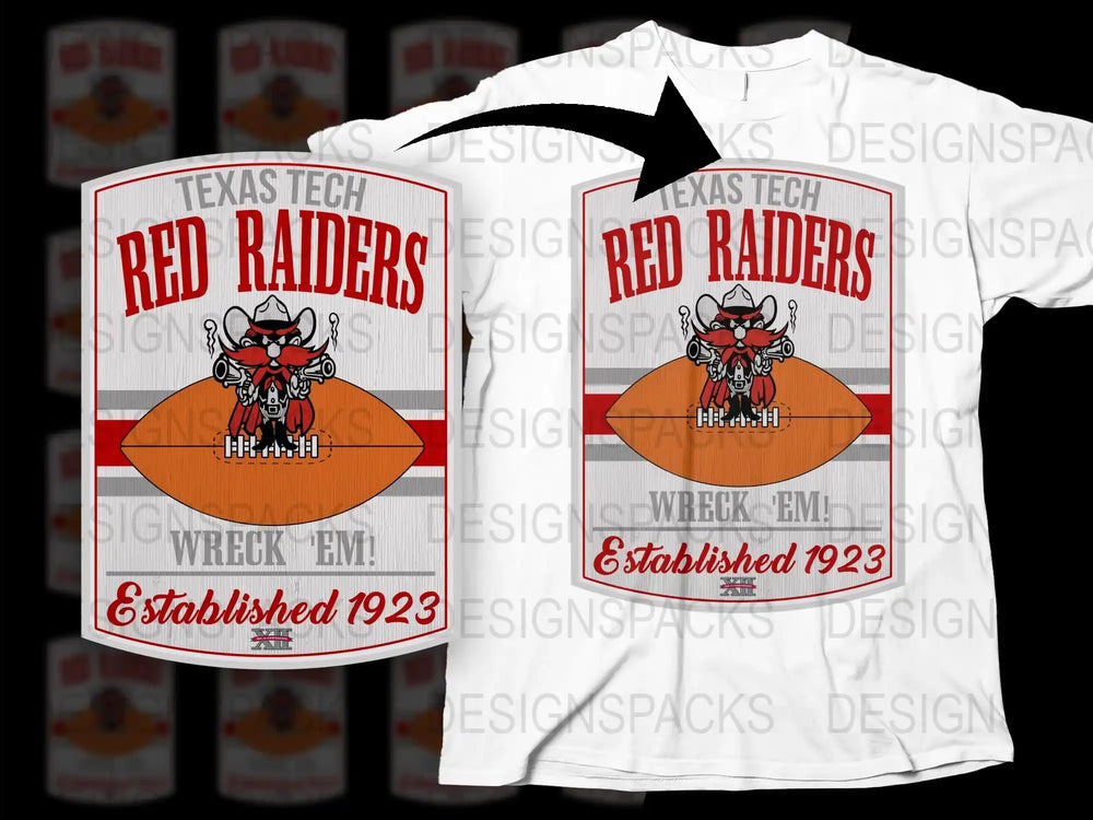 Texas Tech Red Raiders Vintage T-Shirt, College Football Tee, Established 1923 Graphic Shirt