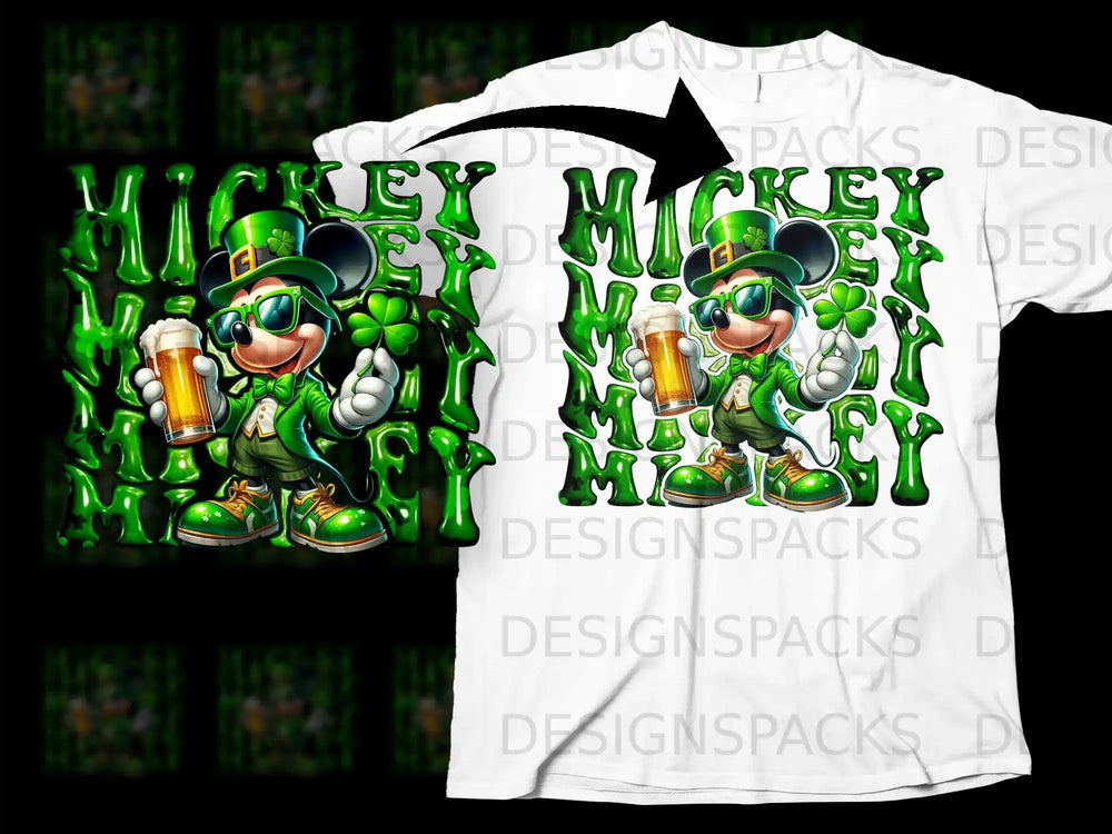 Mickey Mouse Leprechaun Shamrock Beer St Patrick Green product type