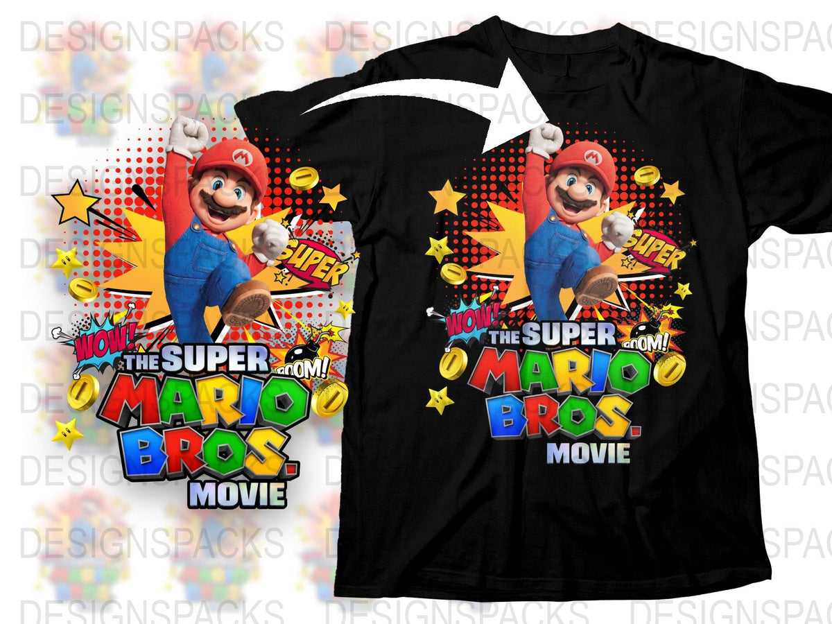 Super Mario Bros Movie T-Shirt, Vintage Comic Style Graphic Tee, Unisex Adult and Kids Sizes