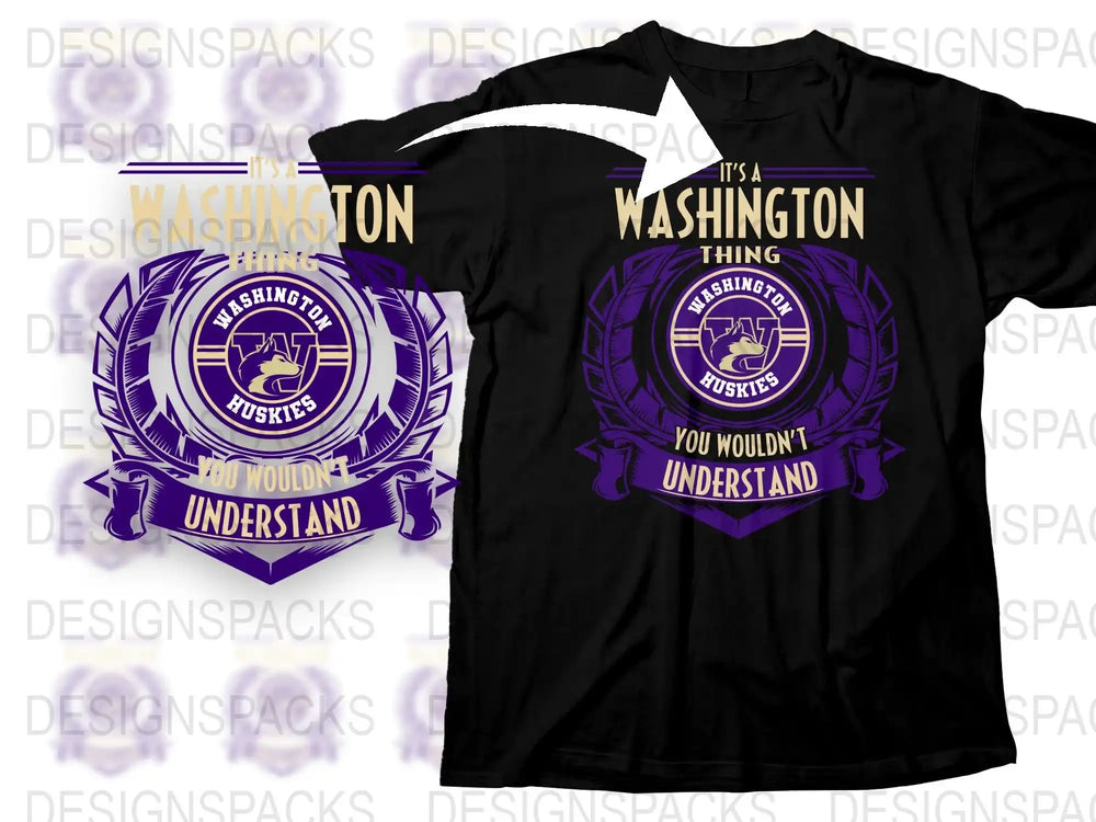 Washington Huskies T-Shirt, College Football Graphic Tee, Purple and Black Shirt