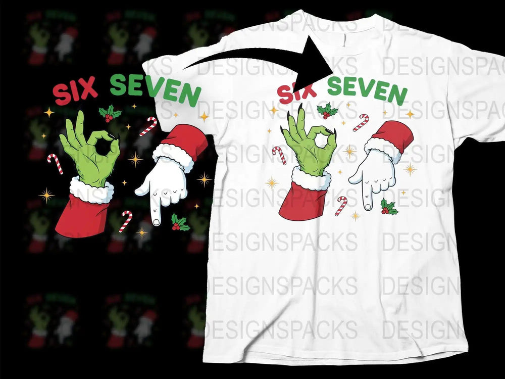 Festive Christmas T-Shirt with Santa Claus Hands Graphic, Holiday Apparel for Adults and Kids, Colorful Seasonal Tee