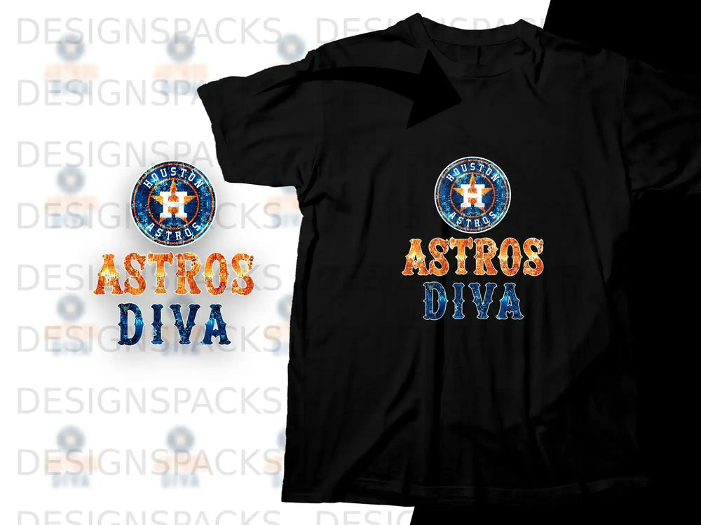 Houston Astros DIVA graphic on black t-shirt.