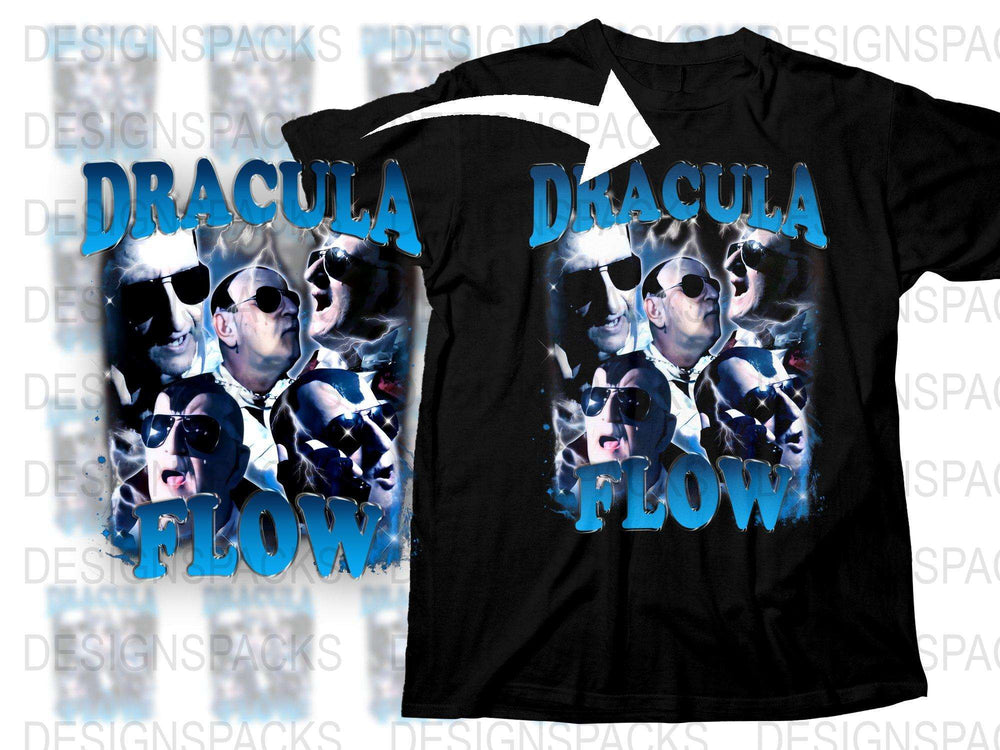 Dracula Flow Graphic T-Shirt, Vintage Horror Movie Tee, Unique Vampire Design, Retro Style Pop Culture Apparel, Gift for Film Fans
