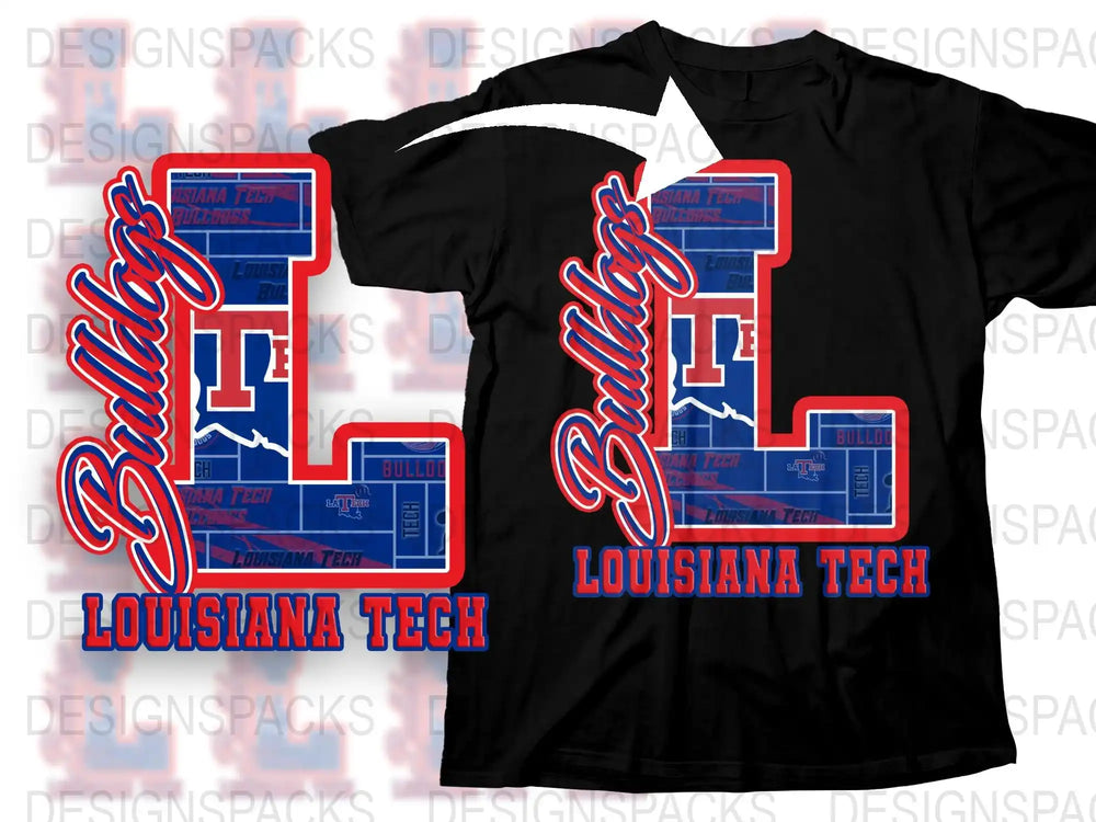 Louisiana Tech Bulldogs T-Shirt, Unisex Blue and Red Graphic Tee, College Sports Apparel