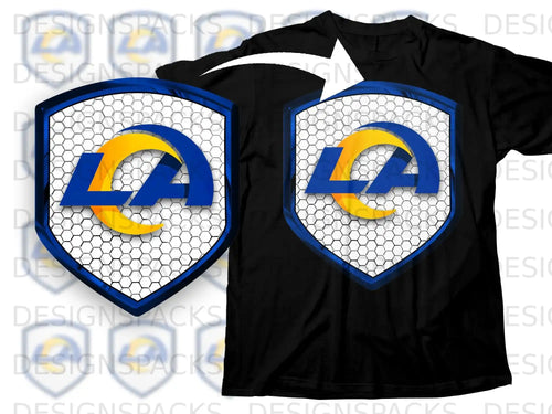 Los Angeles Shield Blue Yellow Logo Graphic Tee Shirt