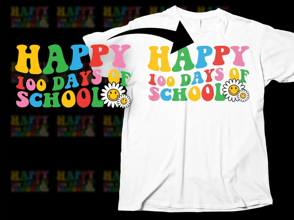 Colorful Happy 100 Days of School T-Shirt, Teacher Celebration Shirt, Fun Graphic Tee for Students and Educators