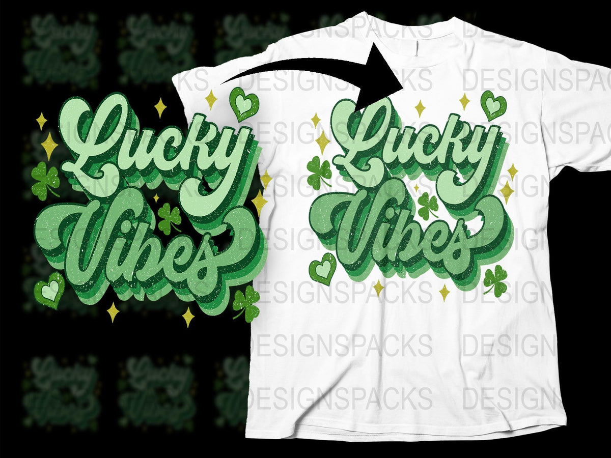 Lucky Vibes T-Shirt, Saint Patrick's Day Green Clover Shirt, Men's Women's Unisex Casual Outfit