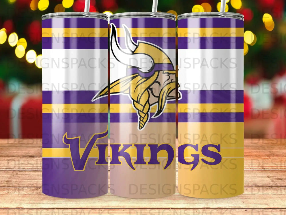 Vikings Purple Gold Stripe Design Tumbler product type