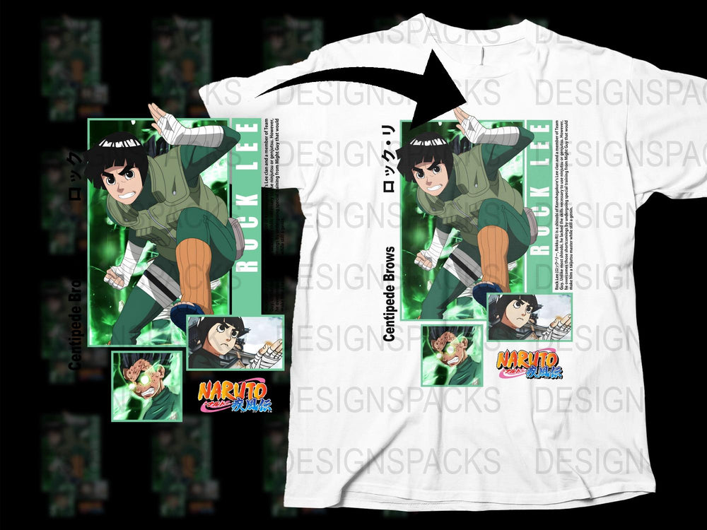 Naruto Anime T-Shirt, Rock Lee Graphic Tee, Unisex Manga Shirt, Vibrant Character Design, Casual Wear