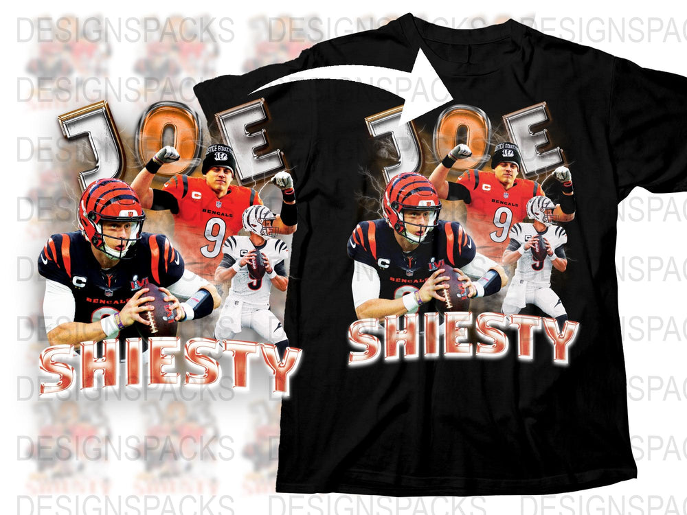 Joe Shiesty Sports Graphic T-Shirt, Dynamic Football Player Print, Athletic Casual Wear, Game Day Apparel, Men's Fashion Tee