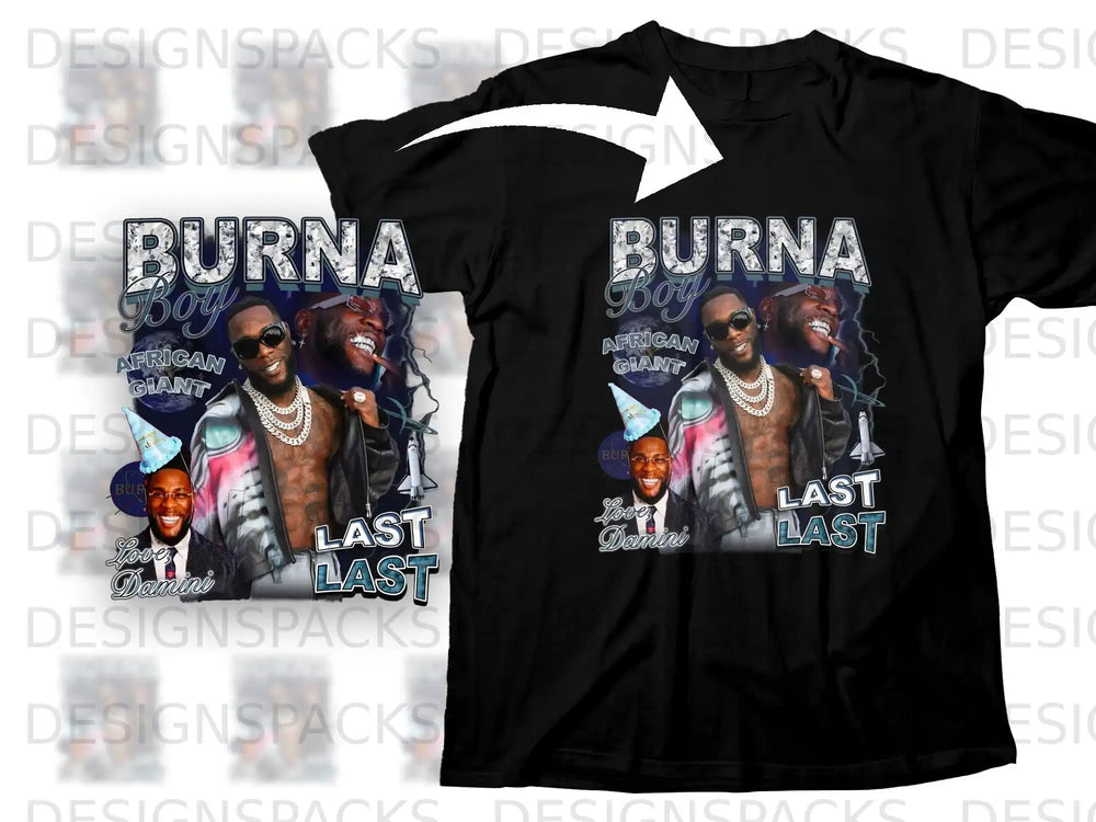 Burna Boy "African Giant" Last Last album t-shirt design.