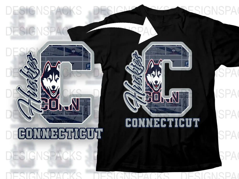 Alaska Husky UConn Connecticut T-Shirt, College Sports Team Tee, Fan Apparel, Athletic Wear, Graphic Shirt
