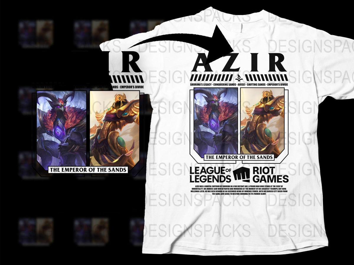 League of Legends Azir T-Shirt, The Emperor of the Sands, Riot Games Merchandise, Gaming Apparel White Tee