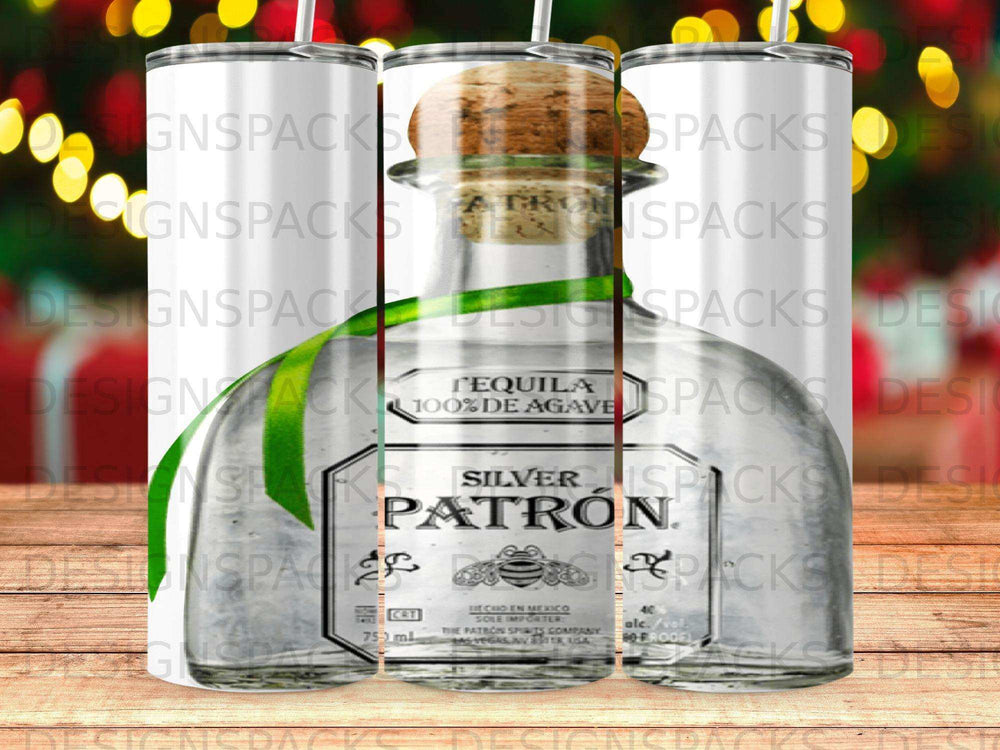 Patrón Silver tequila bottle with label showing "100% de Agave".