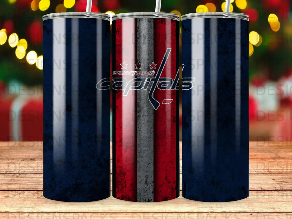 Washington Capitals logo on a distressed flag tumbler.