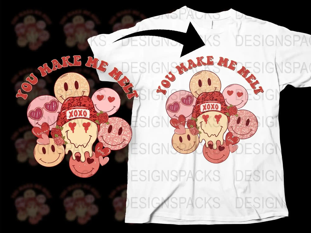 Cute Valentine's Day T-Shirt 'You Make Me Melt' Ice Cream and Cookies Graphic Tee for Couples Love Shirt
