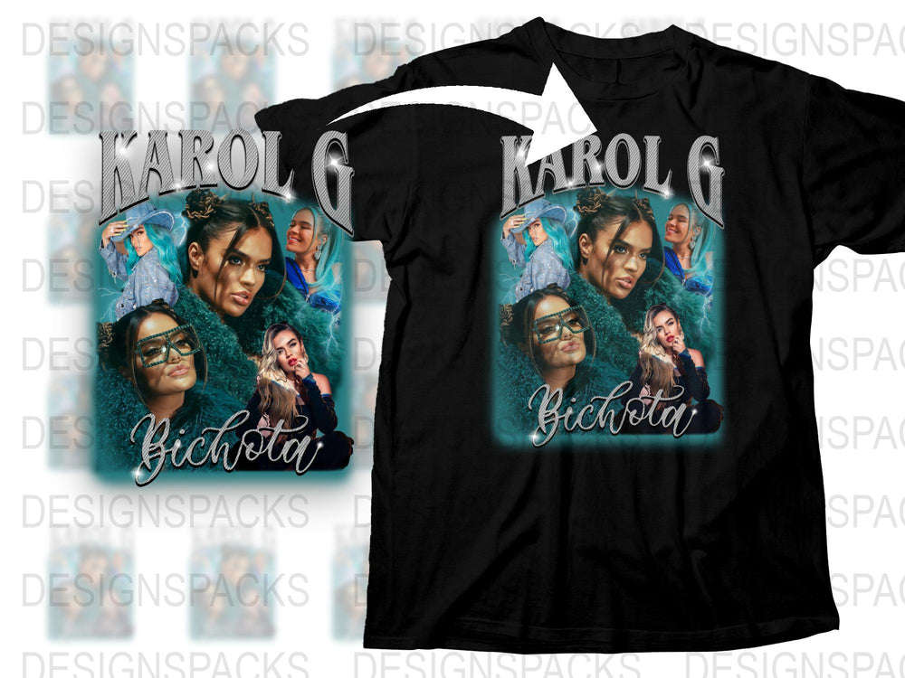Karol G Inspired Graphic T-Shirt, Bichota Print, Trendy Music Fan Tee, Casual Streetwear, Cool Pop Star Apparel