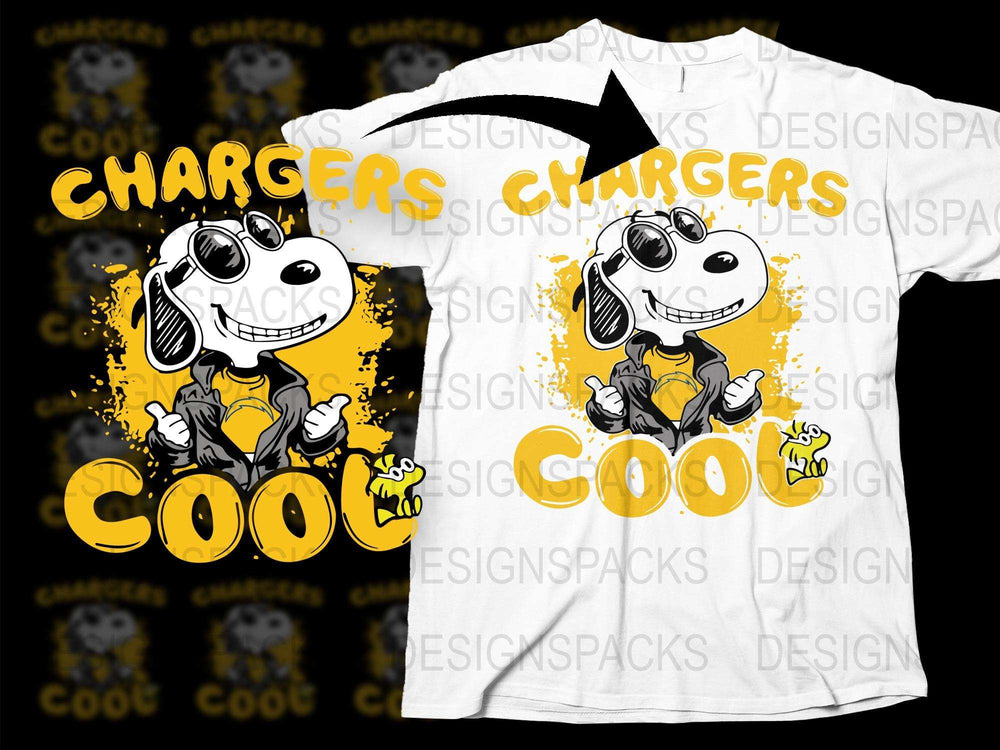 Cool Chargers Dog Cartoon T-Shirt, Funny Graphic Tee, Casual Sports Fan Apparel