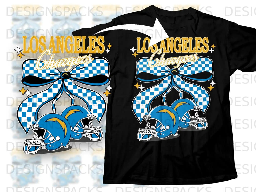 Los Angeles Chargers Checkered Ribbon Football Design Shirt
