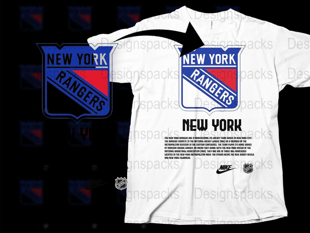 New York Rangers T-Shirt, NHL Hockey Team Logo Tee, Adult Unisex Cotton Shirt