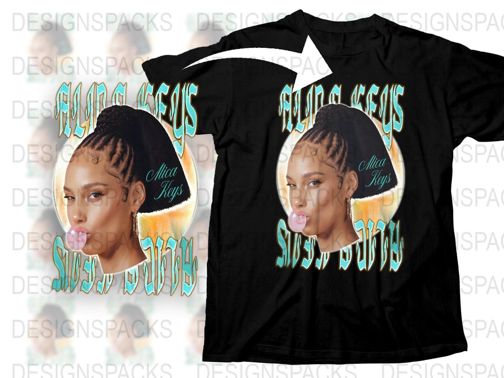 Alicia Keys Inspired Graphic T-Shirt, Vintage Style, Music Fan Apparel, Unisex Cotton Tee