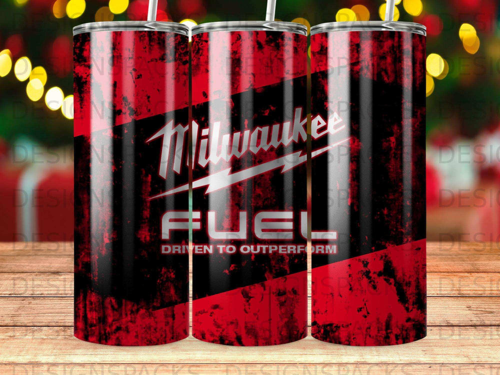 Milwaukee FUEL logo with "DRIVEN TO OUTPERFORM" on a red and black textured background.