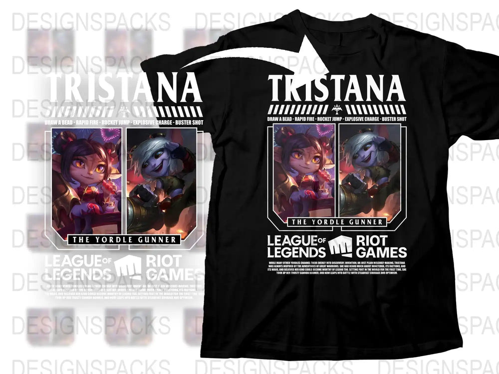League of Legends Tristana T-Shirt, Yordle Gunner Graphic Tee, Gamer Apparel, Unisex Black Cotton Shirt