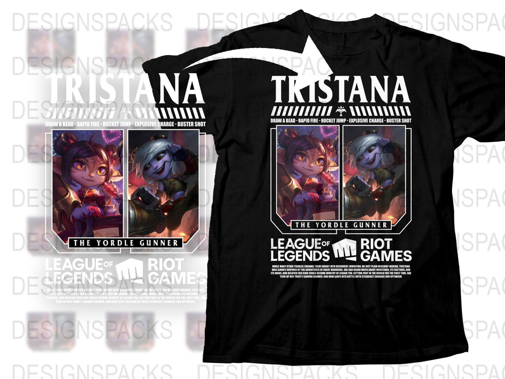 League of Legends Tristana T-Shirt, Yordle Gunner Graphic Tee, Gamer Apparel, Unisex Black Cotton Shirt