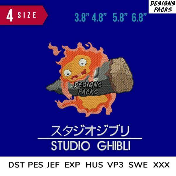 Studio Ghibli embroidery design with 4 sizes, compatible with DST PES JEF formats for instant download