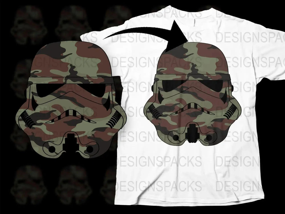 Camouflage Stormtrooper Mask Graphic Png Digital Download