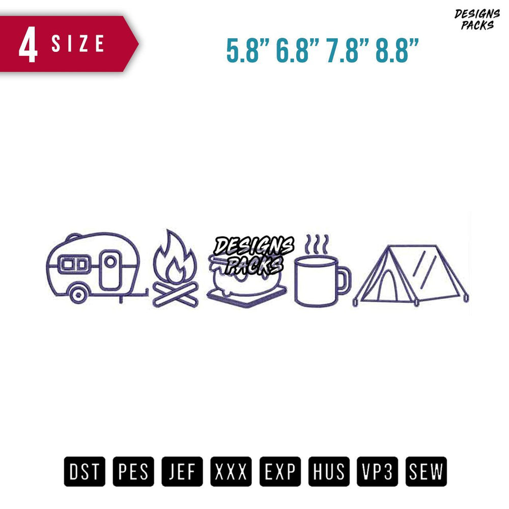 Camping Icon B Embroidery Design