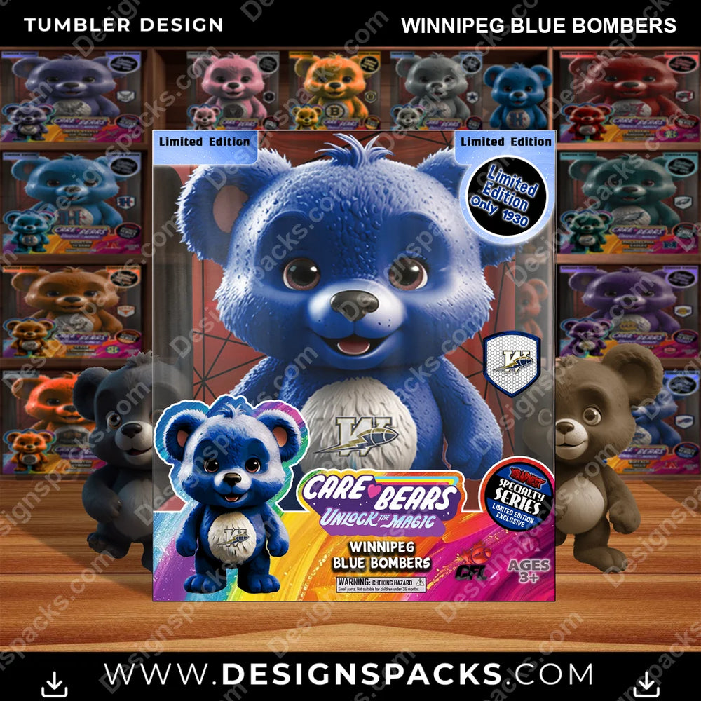 Canada Football Care Bear Box Winnipeg Blue Bombers CFL Canada Tumbler Digital Wrap Design Download