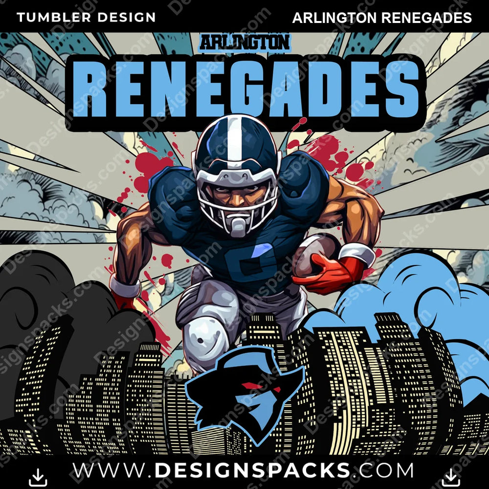 Canada Football Comic Cover Arlington Renegades CFL Canada Tumbler Digital Wrap Design Download