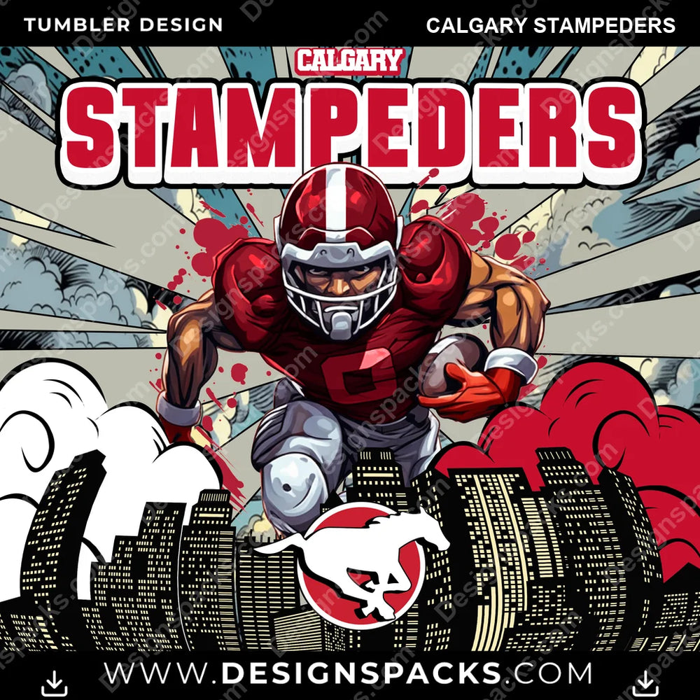 Canada Football Comic Cover Calgary Stampeders CFL Canada Tumbler Digital Wrap Design Download