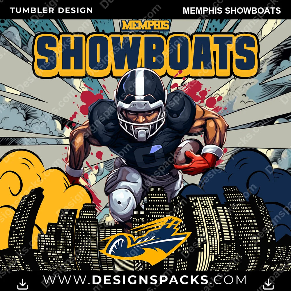 Canada Football Comic Cover Memphis Showboats CFL Canada Tumbler Digital Wrap Design Download