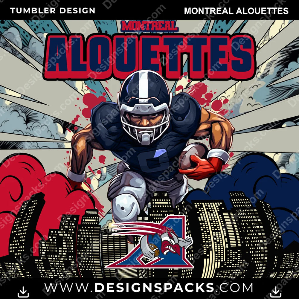 Canada Football Comic Cover Montreal Alouettes CFL Canada Tumbler Digital Wrap Design Download