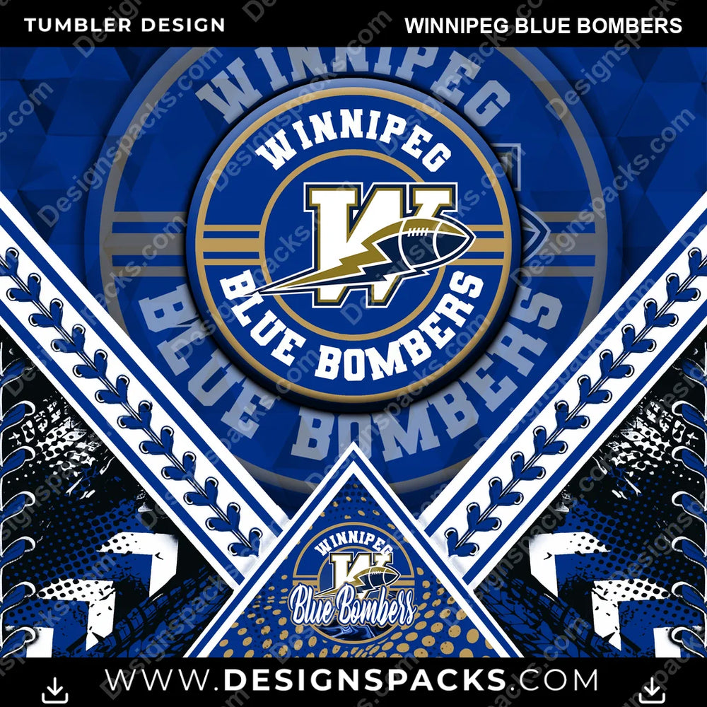 Canada Football Diamond Winnipeg Blue Bombers CFL Canada Tumbler Digital Wrap Design Download