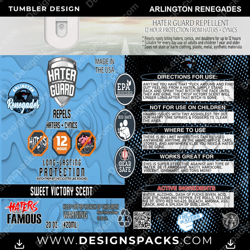Canada Football Hater Guard Arlington Renegades CFL Canada Tumbler Digital Wrap Design Download