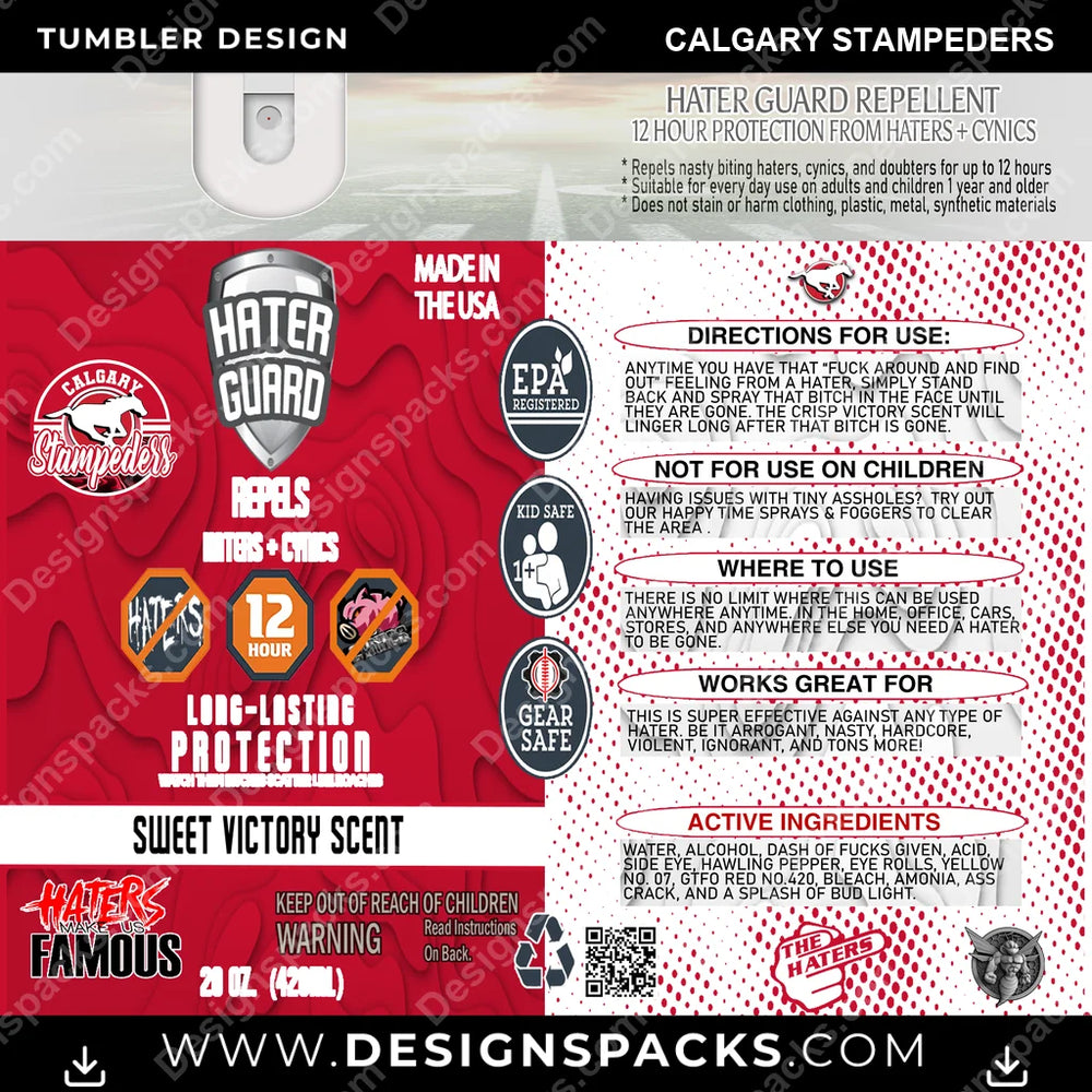 Canada Football Hater Guard Calgary Stampeders CFL Canada Tumbler Digital Wrap Design Download