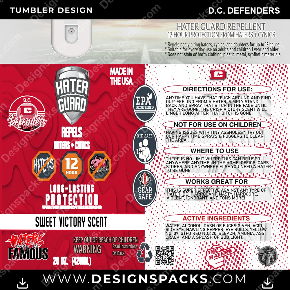 Canada Football Hater Guard D.C. Defenders CFL Canada Tumbler Digital Wrap Design Download