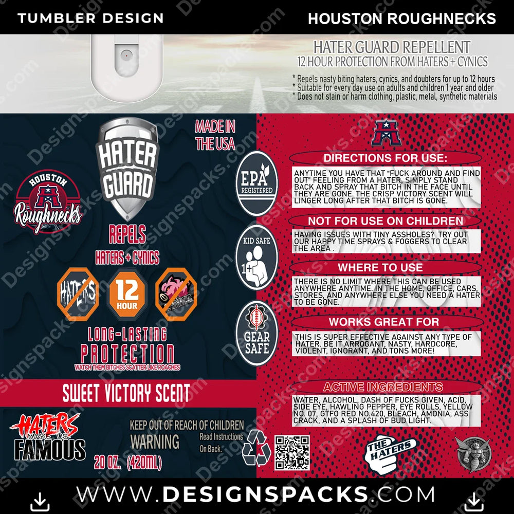 Canada Football Hater Guard Houston Roughnecks CFL Canada Tumbler Digital Wrap Design Download