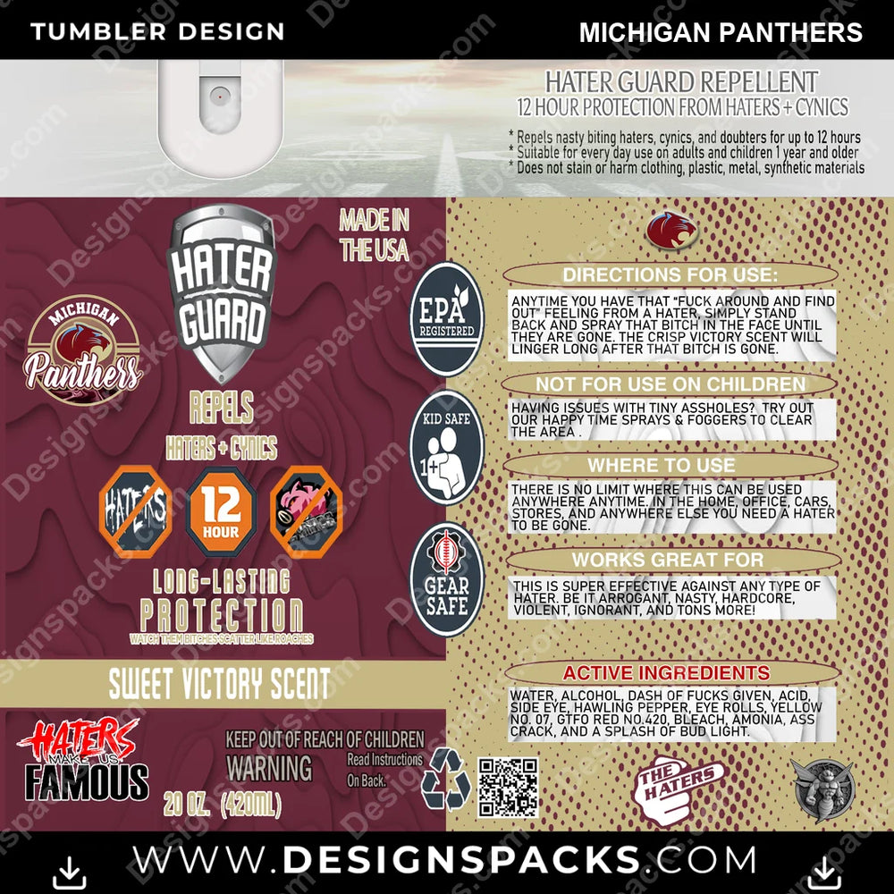 Canada Football Hater Guard Michigan Panthers CFL Canada Tumbler Digital Wrap Design Download