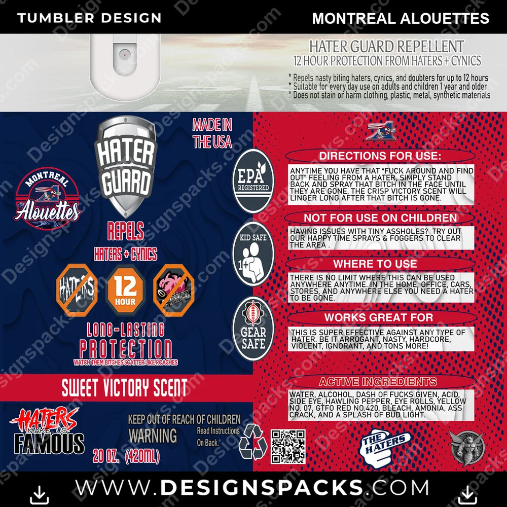 Canada Football Hater Guard Montreal Alouettes CFL Canada Tumbler Digital Wrap Design Download