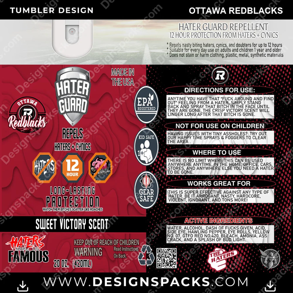 Canada Football Hater Guard Ottawa Redblacks CFL Canada Tumbler Digital Wrap Design Download