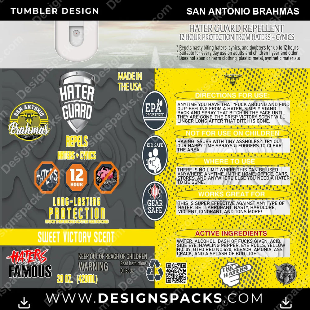 Canada Football Hater Guard San Antonio Brahmas CFL Canada Tumbler Digital Wrap Design Download