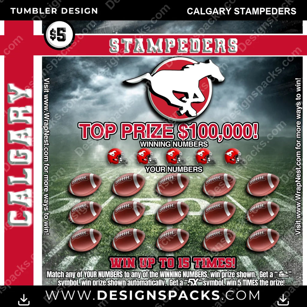 Canada Football Lottery Ticket Calgary Stampeders CFL Canada Tumbler Digital Wrap Design Download