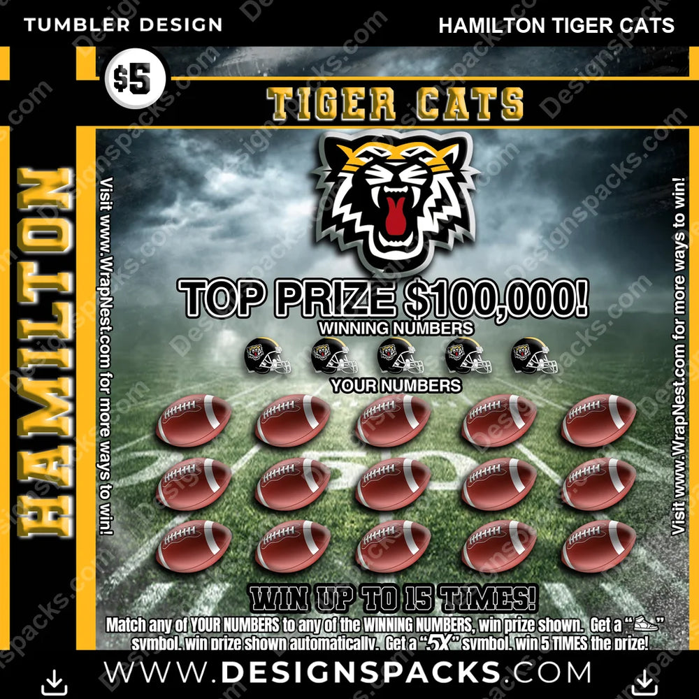 Canada Football Lottery Ticket Hamilton Tiger Cats CFL Canada Tumbler Digital Wrap Design Download