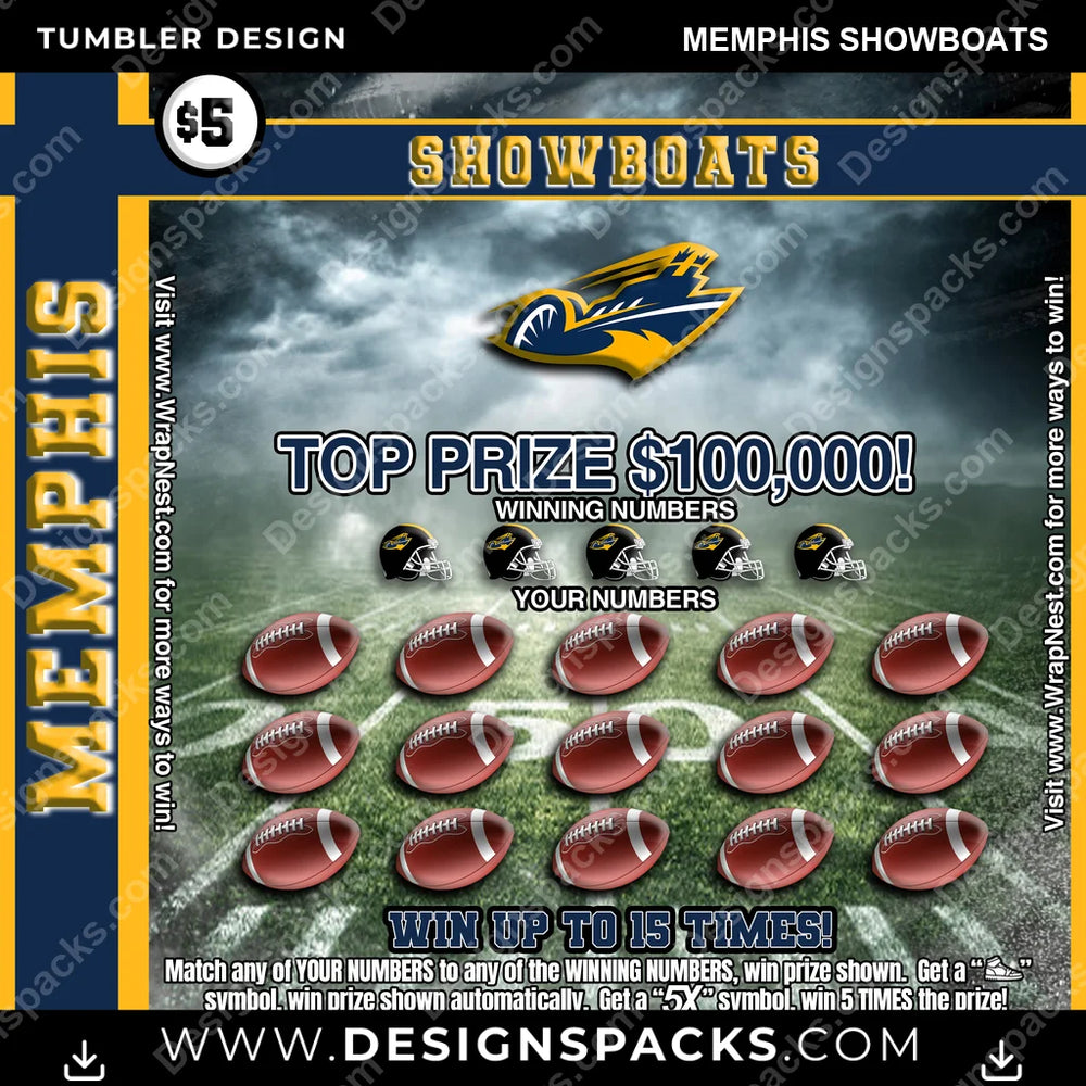 Canada Football Lottery Ticket Memphis Showboats CFL Canada Tumbler Digital Wrap Design Download