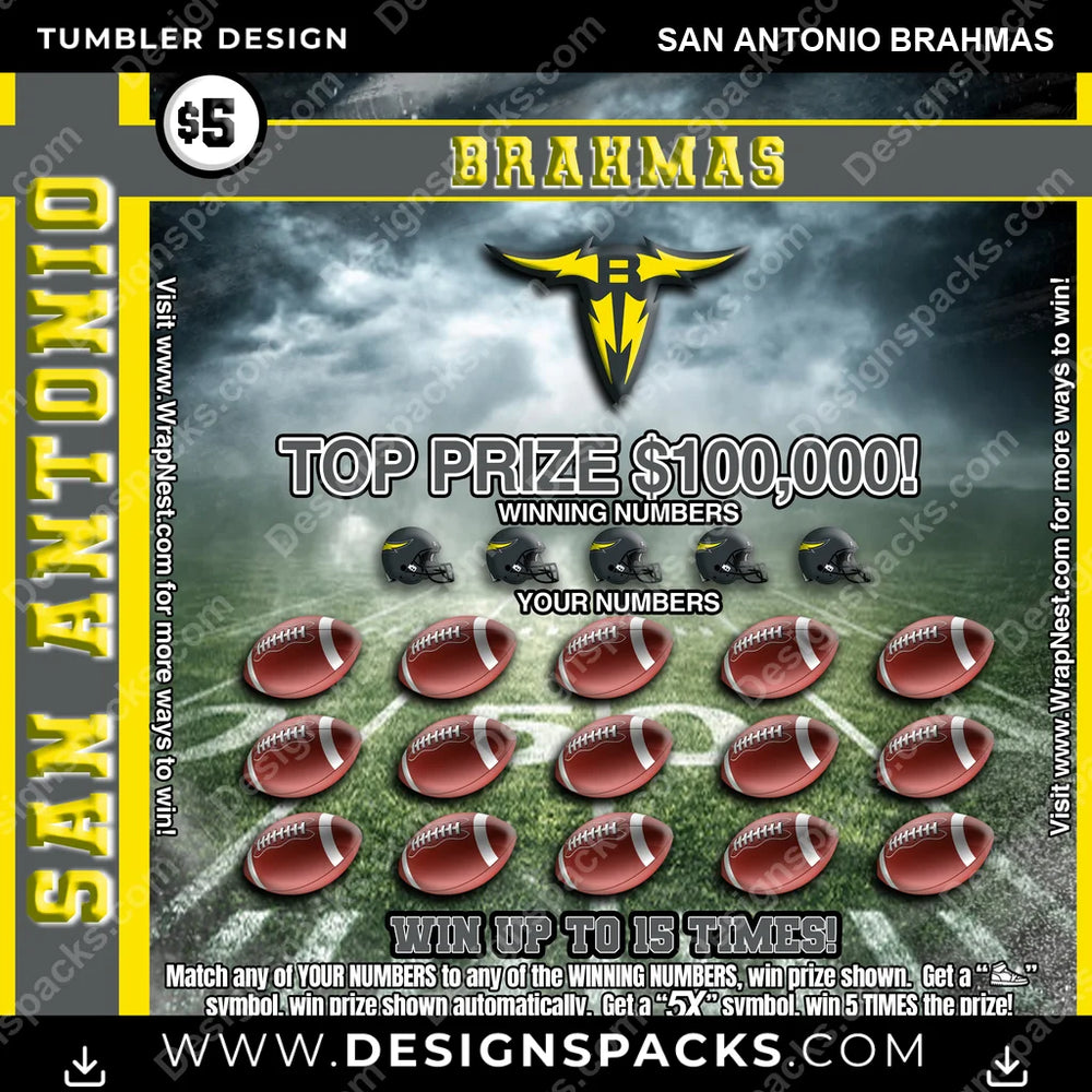 Canada Football Lottery Ticket San Antonio Brahmas CFL Canada Tumbler Digital Wrap Design Download