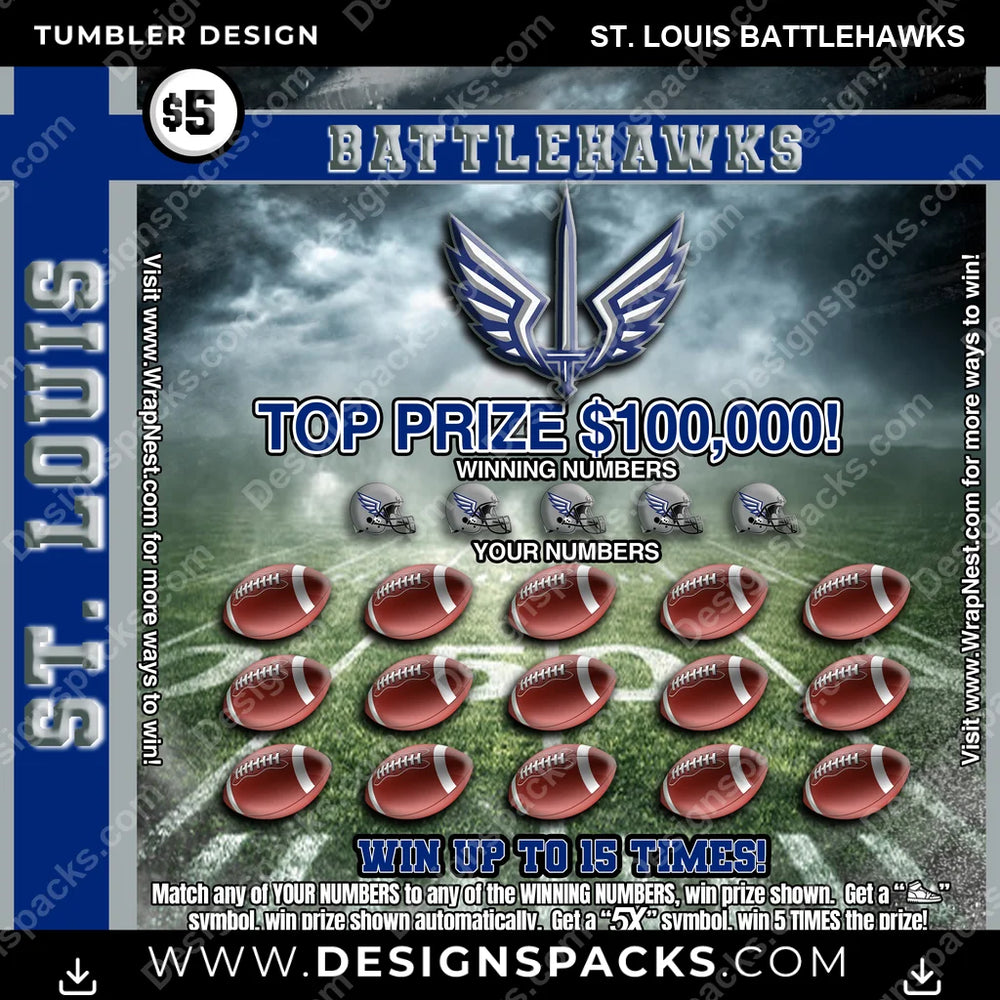Canada Football Lottery Ticket St. Louis Battlehawks CFL Canada Tumbler Digital Wrap Design Download